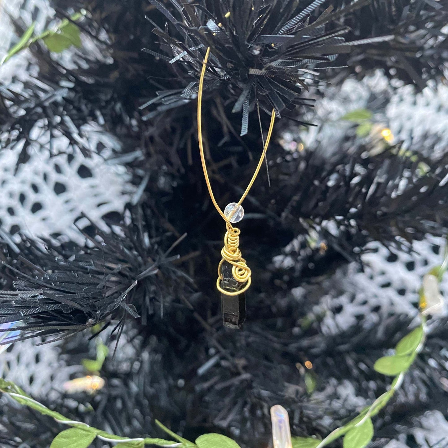Black Coated Quartz Crystal Fidget Charms For Hands & Homes