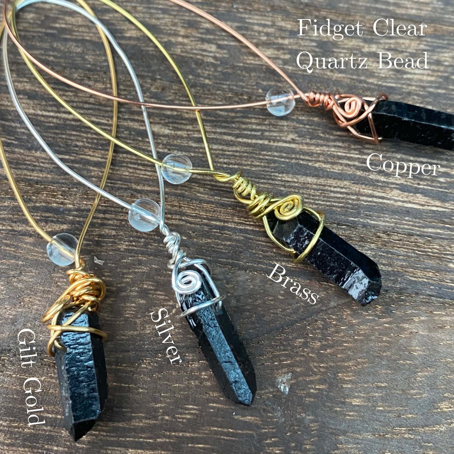 Black Coated Quartz Crystal Fidget Charms For Hands & Homes