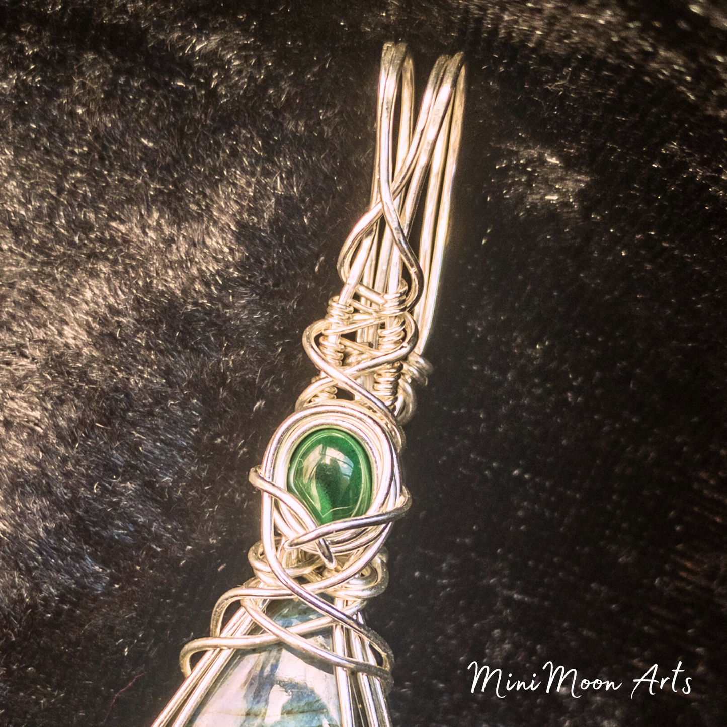Transform & Evolve | Labradorite & Malachite Silver Filled Wire Wrapped Pendant