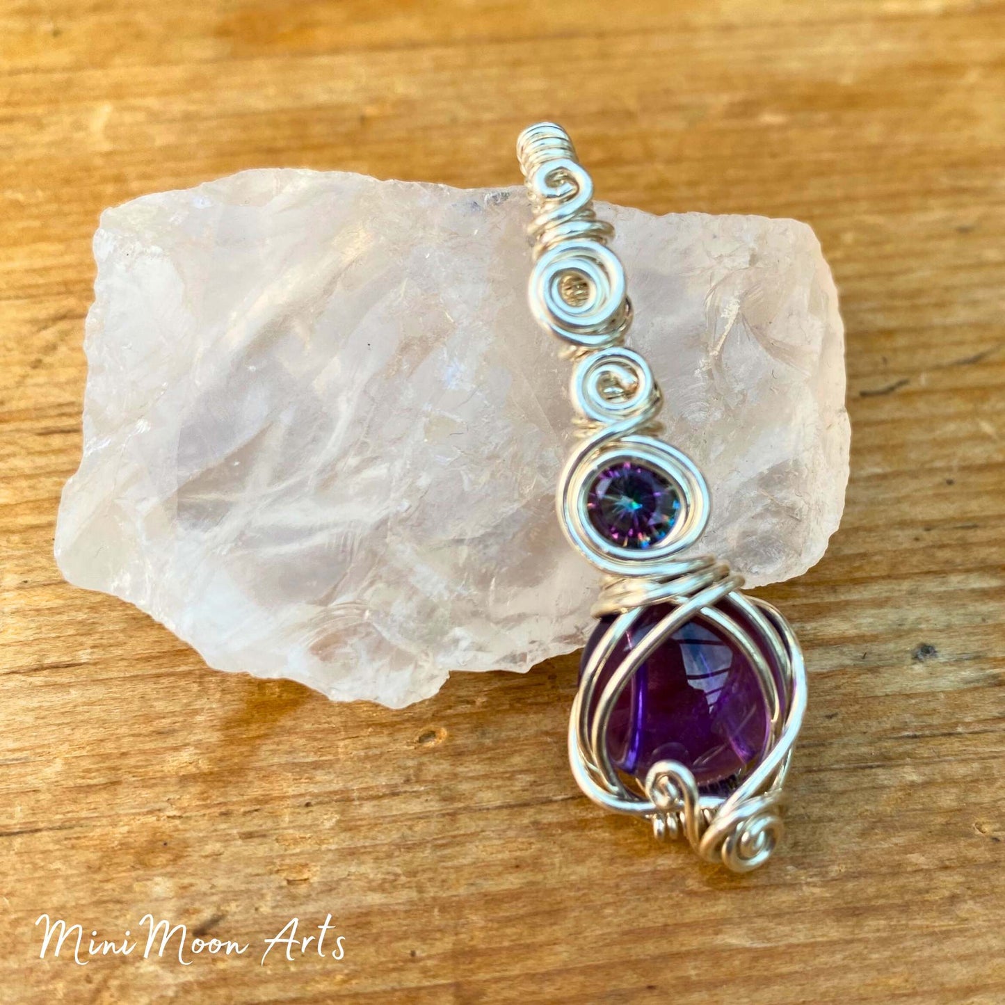 Amethyst & Mystic Topaz Silver Filled Wire Wrapped Pendant