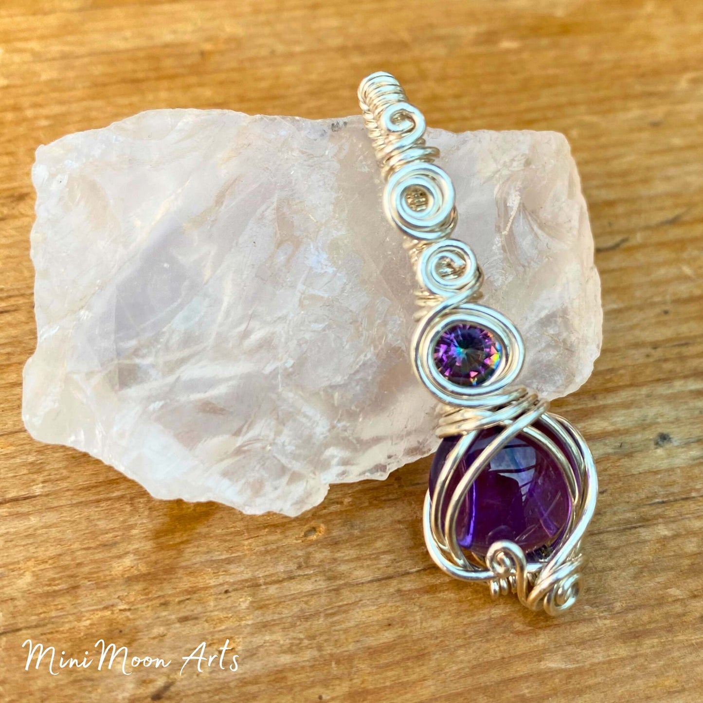 Amethyst & Mystic Topaz Silver Filled Wire Wrapped Pendant