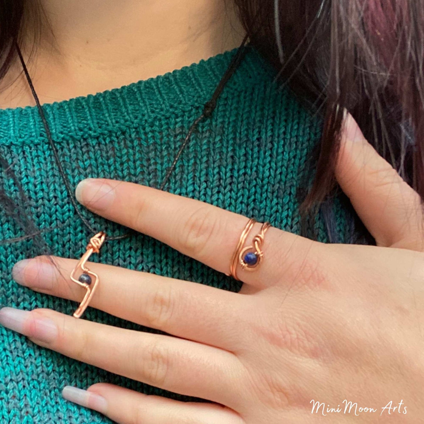 Fidget Lightning Bolt and Ring Crystal Healing Jewellery Set