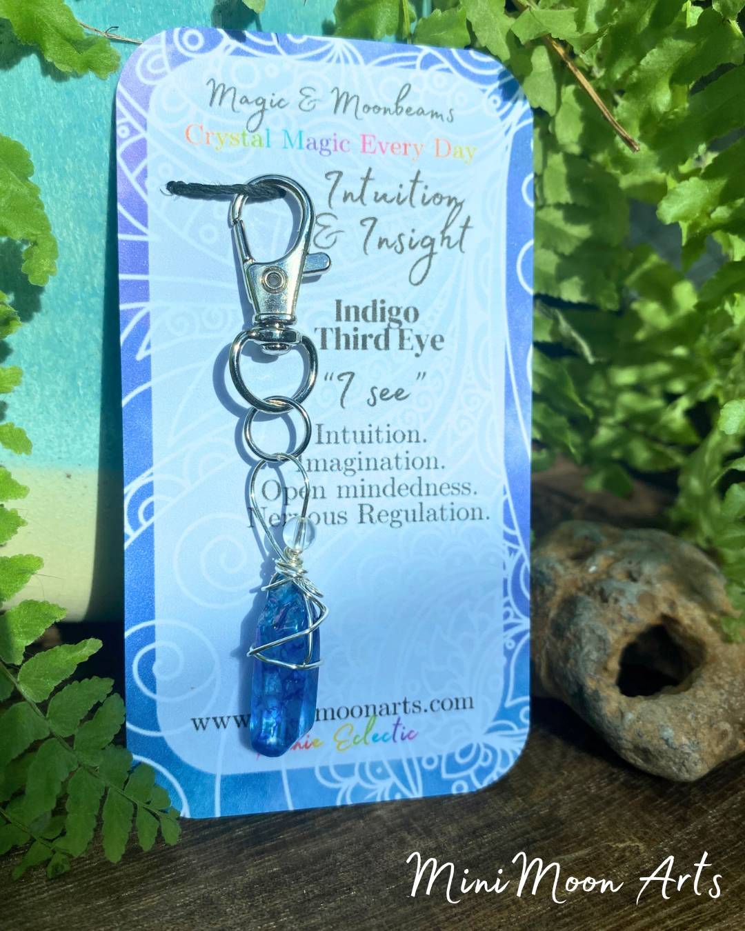 Wire-Wrapped Titanium Aura Quartz Fidget Keyring: Choose Your Colour