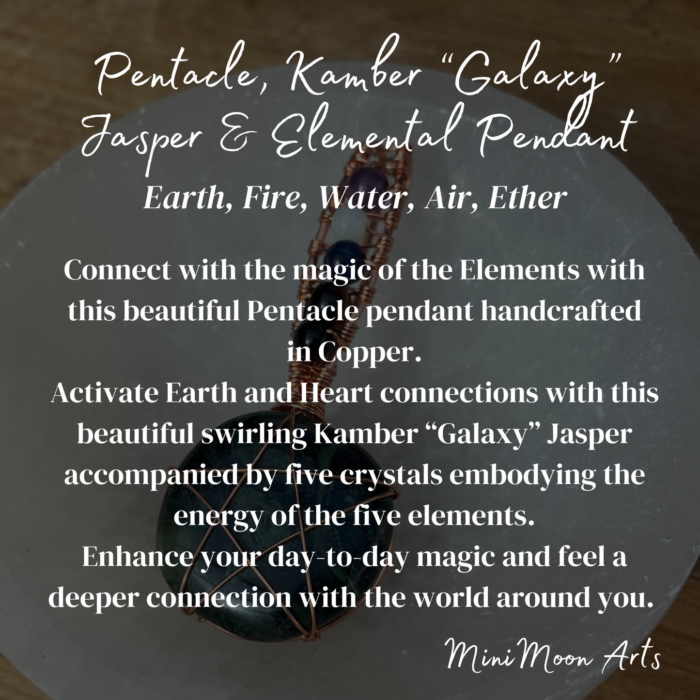Earth Magic | Kambaba "Galaxy" Jasper & Elemental Crystals Pentacle Bright Copper Wire Wrapped Pendant