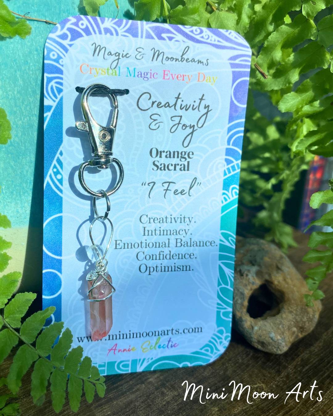 Wire-Wrapped Titanium Aura Quartz Fidget Keyring: Choose Your Colour