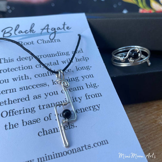 Fidget Lightning Bolt and Ring Crystal Healing Jewellery Set