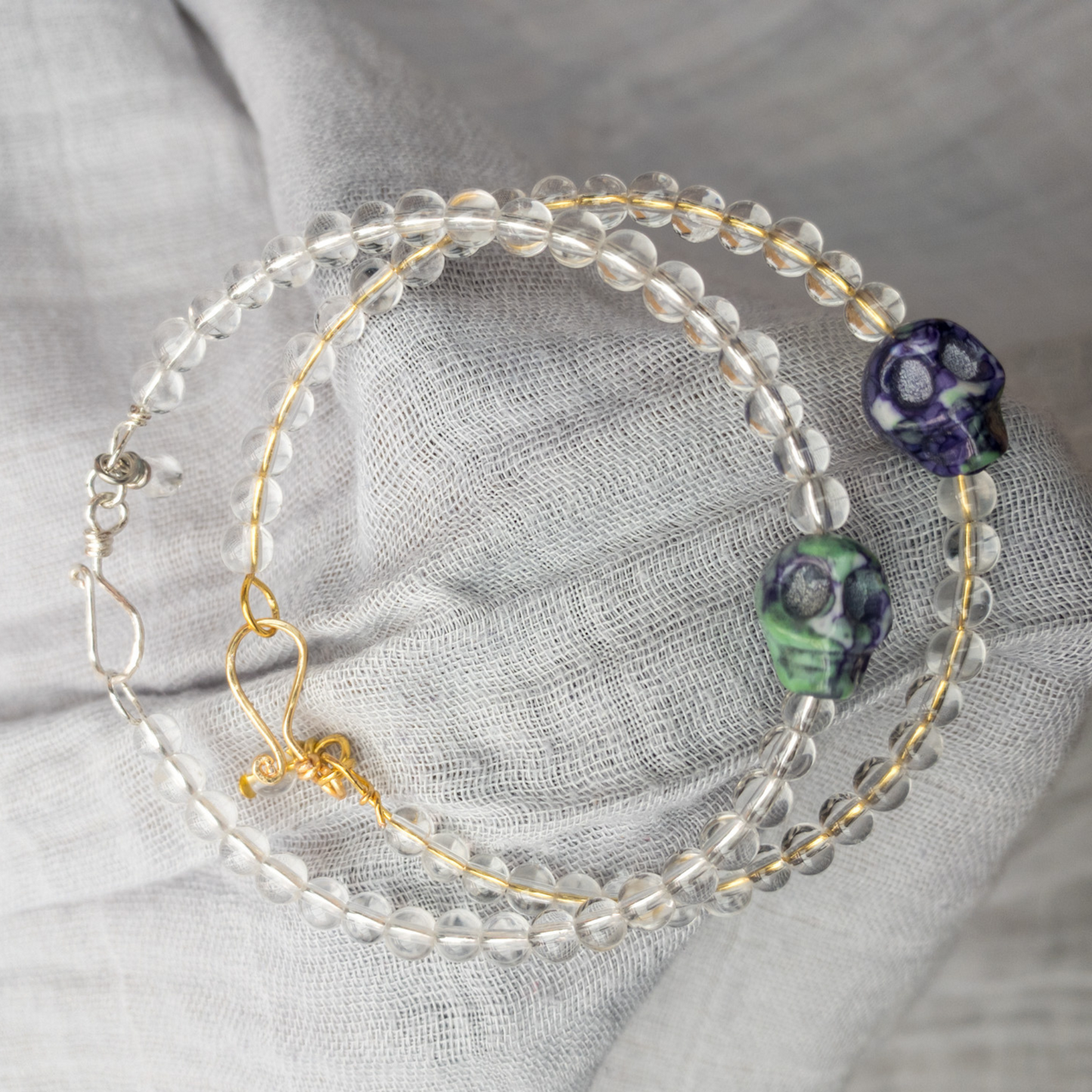 Rainflower Viewing Stone Skull Bracelet