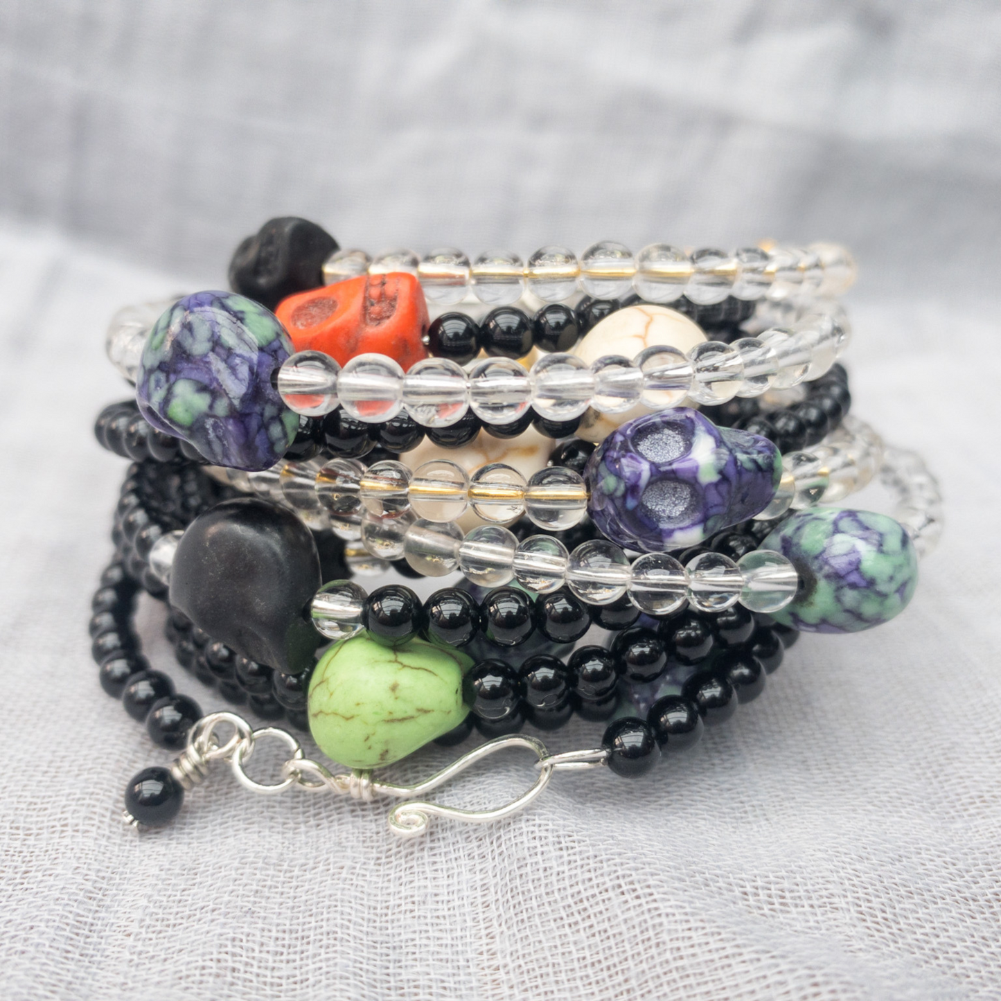 Rainflower Viewing Stone Skull Bracelet
