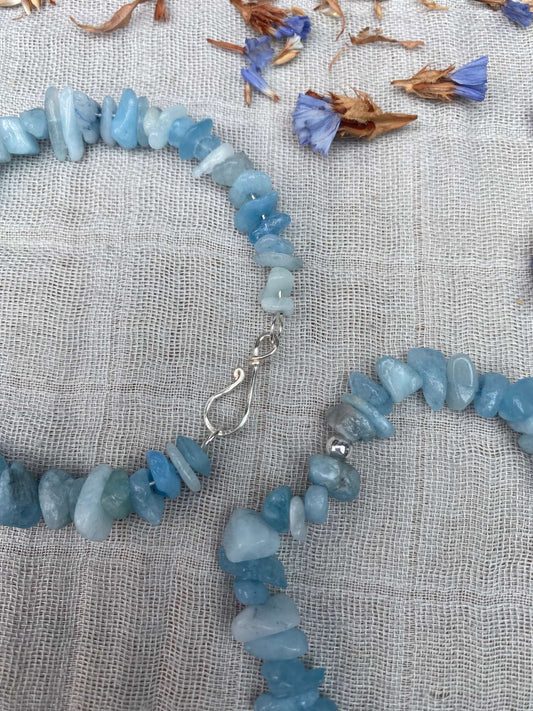 Amazonite bracelet one stretch cord one memory wire with silver handmade clasp close up