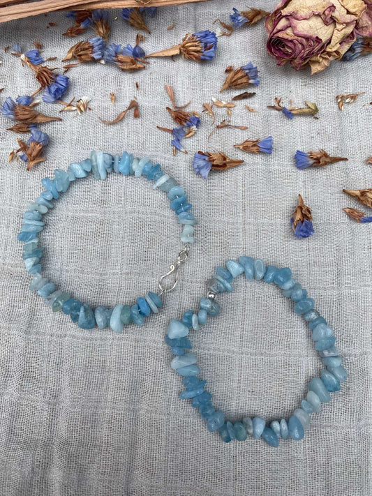 Amazonite bracelet one stretch cord one memory wire with silver handmade clasp