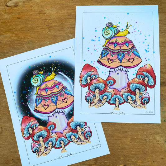 "Glimmer Seekers" -  Pen & digital painting Art Print