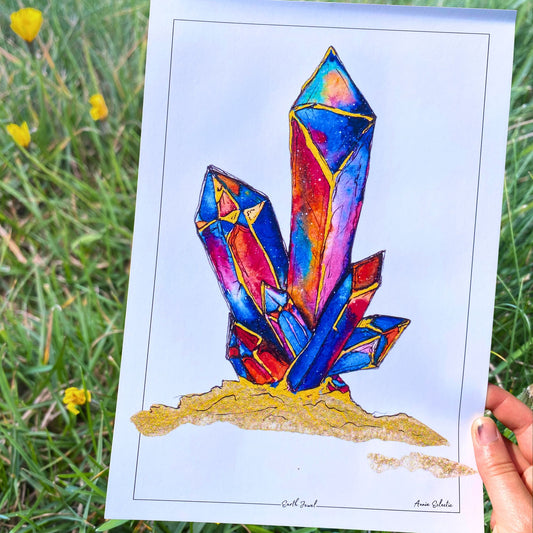 "Earth Jewel" - Watercolour Paint & Pen Art Print