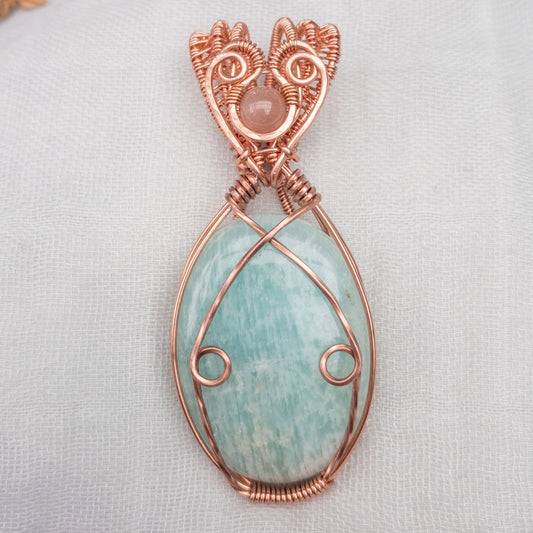large amazonite and sunstone art deco style pendant
