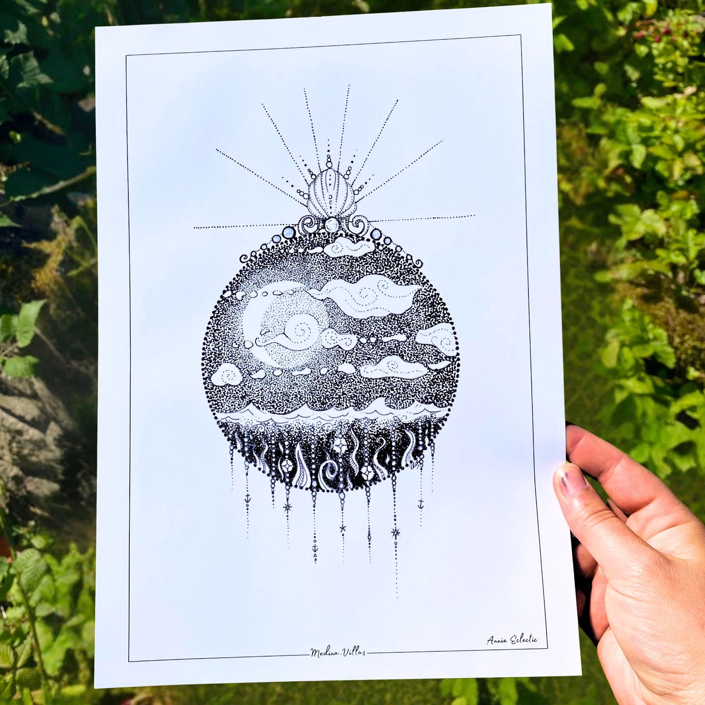 "Medina Villas" - Pen & Ink Fine Line & Dot Work Art Print